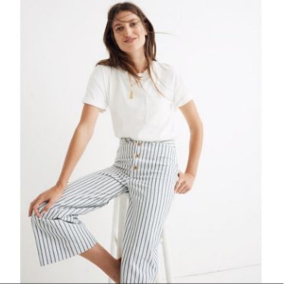 Madewell Pants - Madewell Emmett wide-leg cropped striped pants